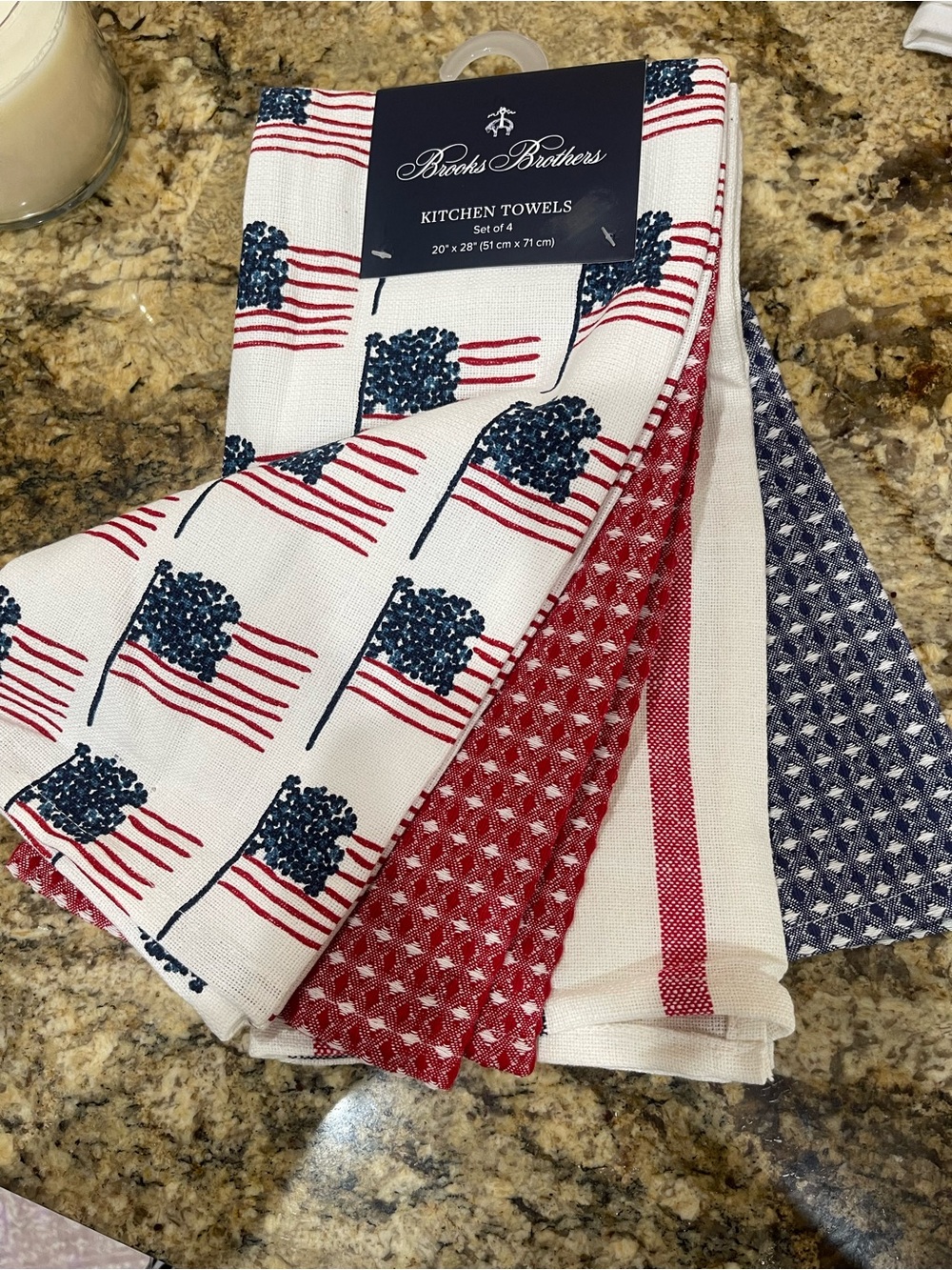 Brooks Brothers set of (4) red white and blue kitchen dish towels - Brand new